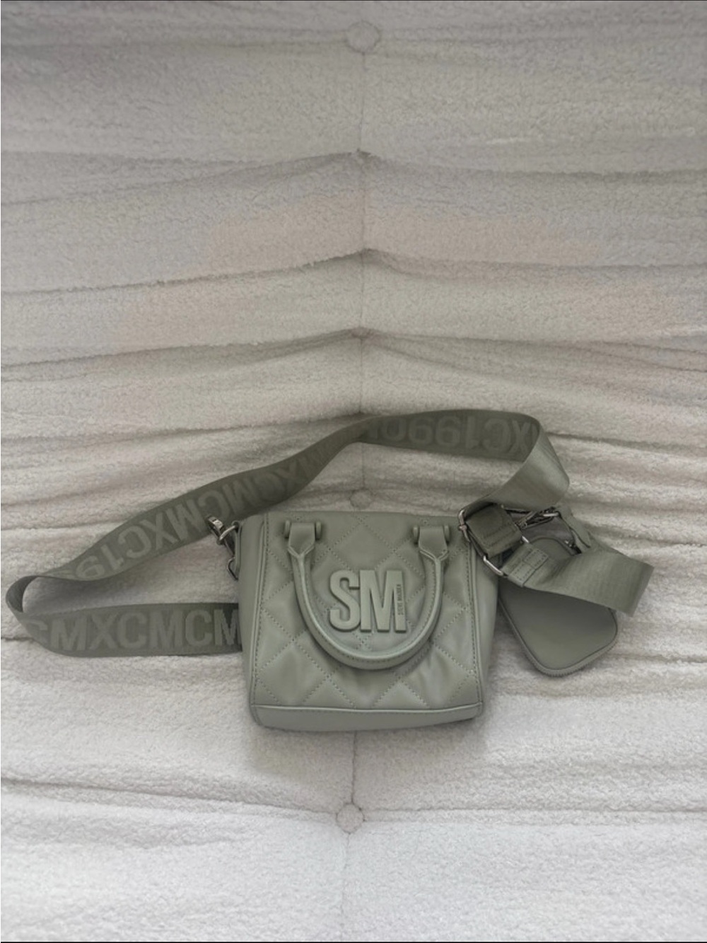 Steve Madden Quilted Crossbody Bag in Sage Green